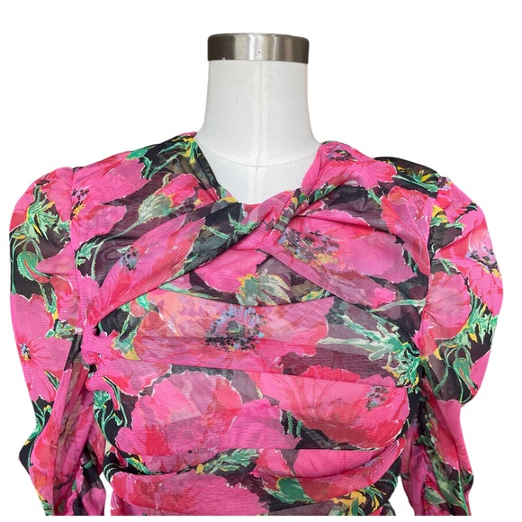 Zara Tops Zara Pink Mesh Floral Top Poshmark